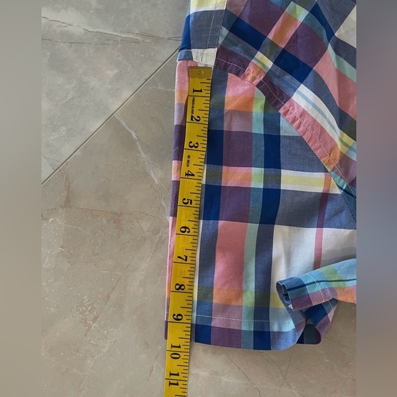 Nautica Men Shirt Size Large Red Blue White Plaid Short Sleeve Button Down - Picture 3 of 6